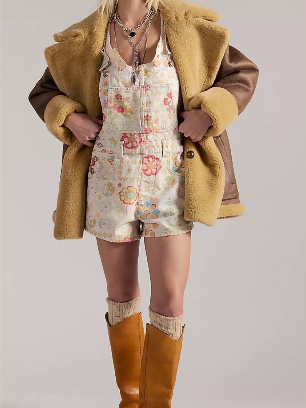 We the free ziggy printed shortalls-NWT
